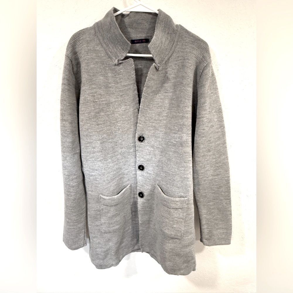 Ron Tomson RNT23 Men’s Grey Shawl Knit Cardigan, Size Large